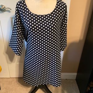 Navy polka dot West Kei blouse